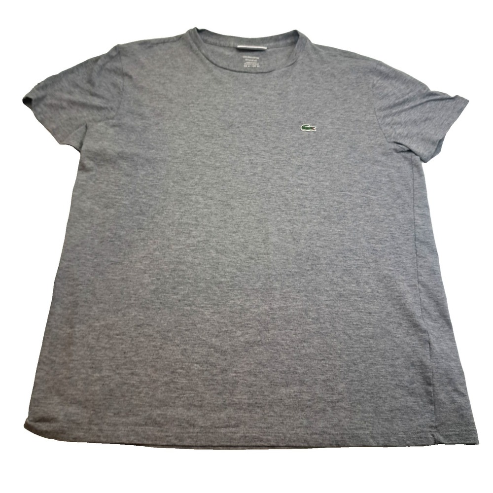 Lacoste T-shirt Mens M Gray Embroidered Croc Logo 100% Pima Cotton Tee
